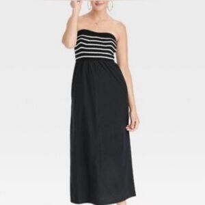 Black and White Strapless  maxi Dress
